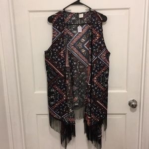 Fringe floral vest